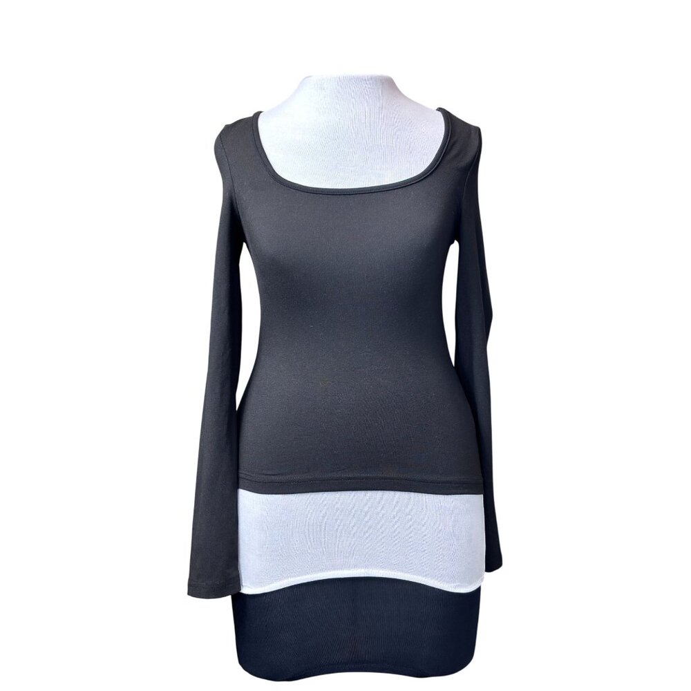 Shein Womens Black Long-Sleeve Fitted Top XS
